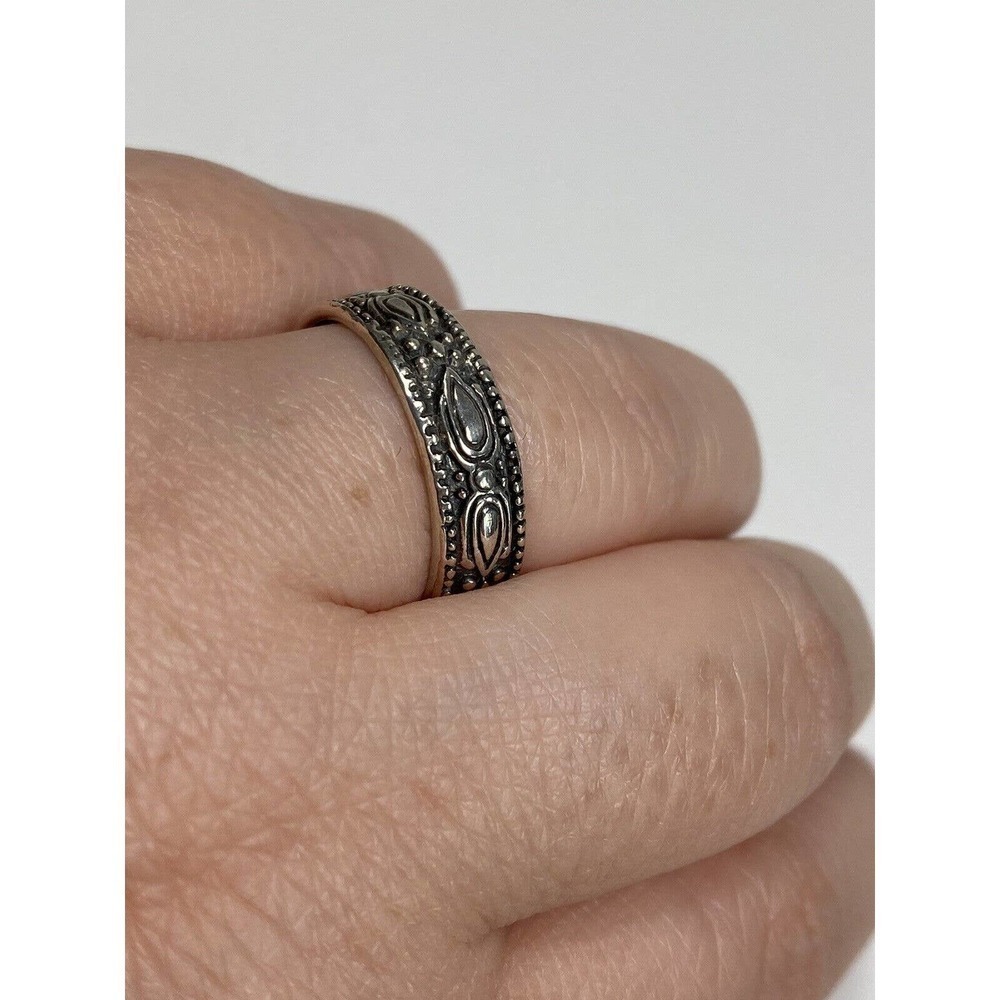 925 NF Thailand Ring Sterling Silver Band Design Women’s Size 9 3.63g - Picture 3 of 12